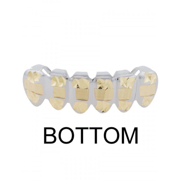 Hip Hop Two Tone Diamond Cut Grillz