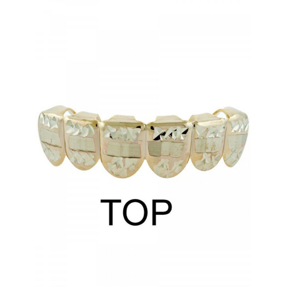 Hip Hop 14K Yellow Gold Diamond Cut Grillz