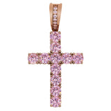 4mm Rose Gold with Pink Stone Cross - 9126733