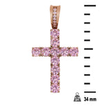 4mm Rose Gold with Pink Stone Cross - 9126733