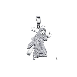 Silver-Jesus with Cross-Pendant-CZ-928681