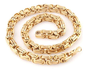 8 MM 14K Yellow Gold Solid Steel Byzentine Chain