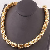 8 MM 14K Yellow Gold Solid Steel Byzentine Chain