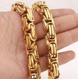 8 MM 14K Yellow Gold Solid Steel Byzentine Chain