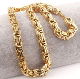 8 MM 14K Yellow Gold Solid Steel Byzentine Chain