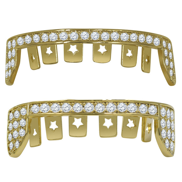 Hip Hop CZ Grillz in Silver and Gold Color--912952